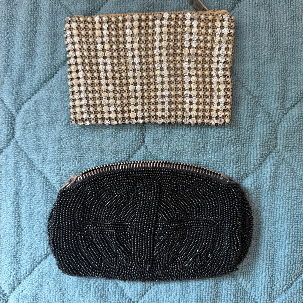Two elegant vintage beaded coin purses